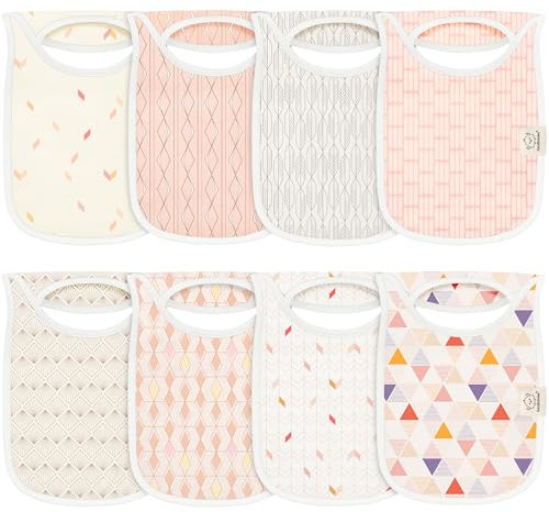 KeaBabies 8 stycken babyhaklappar flicka, pojke – dra på triangelduk baby, superabsorberande dregelhaklapp baby, halsduk baby nyfödda, ekologisk bomull haklapp baby, babyhaklapp (prism)