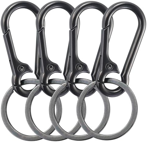 4 stycken karbinhake, nyckelringar, karbinhakar, liten metallnyckelkarbinhake, nyckelring med karbinhake för upphängning i ryggsäcken, bilnyckel