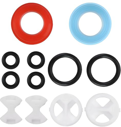 12 PCS Tap Washers for Mixer Taps, Tap Valve Cartridge Replacement Kit with Ceramic Discs 1/2 Turn Silicone Gaskets Sealing O-Rings Washers Faucet Fittings for Kitchen Sink Leaking Tap Repair