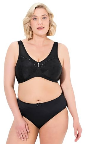Ulla Popken Damen Entlastungs-BH Kelly, Ohne Bügel, Spitze, Schwarz, 115C EU