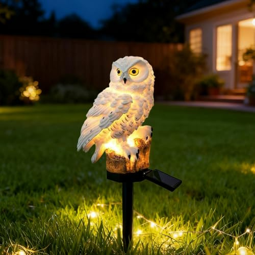 XVZ Lampade Solari per Esterni Giardino, Gufo statuette da giardino, luci solari decorazione per prato, terrazza, cortile, balcone - Gufo