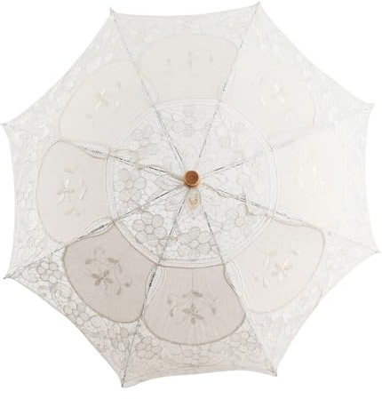 Zerodis Festivaler Spets Bomull Parasoll Elegant Bröllop Tillbehör för Brudar och Evenemang Människor Inga Människor Koncept Brudparaply Handgjort (Beige L storlek)