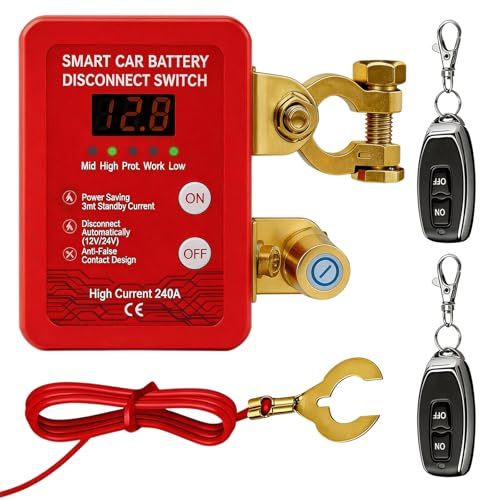 Batteribrytare, 12V 240A trådlös fjärrstyrd bilbrytare, batteribrytare/kill switch med fjärrkontroll, avstängning, stöldskydd för bil, husbil, ATV, lastbil, båt, motorcykel