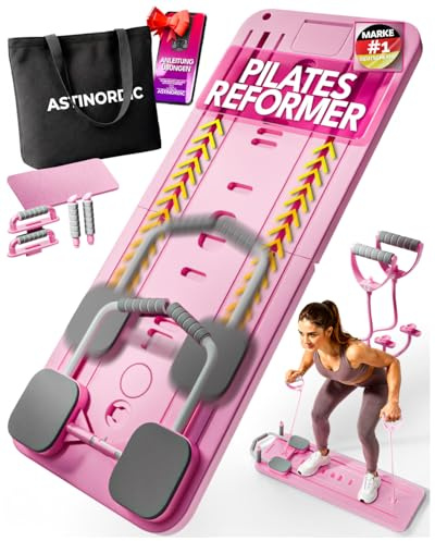 Pilates Reformer Pieghevole per Casa con Accessori + Guida 10 Esercizi | Mini Reformer Pilates | Tavola Board Multifunzionale | Attrezzi Fitness Casa | Kit Completo Home Gym