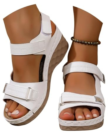 Vhersily Sandali Donna Estive con Plantare Estraibile Sandali Eleganti con Tacco Sandalo a Punta Aperta Comodi con Zeppa Scarpe Ortopediche Plantari Arch Fit Cinturino alla Caviglia per Ufficio