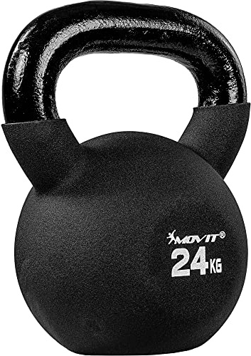 MOVIT Kettlebell PRO, in Ghisa, con Rivestimento in Neoprene, 12 Varianti: da 2 a 24 kg, Testato per Sostanze Nocive, Kettlebell Oscillante con Peso a Sfera