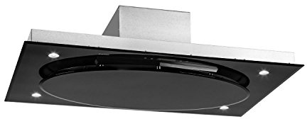Klarstein Secret Service - Cappa, Cappa da Cucina, Cappa a Isola, 3 Livelli, Flusso d'aria di scarico: 800 m³ / h, Acciaio Inox, Comandi Touch, 2 Filtri Antigrasso, Telecomando, Argento/Nero