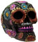 Puckator - Figura Decorativa de Calavera con Flores metálicas del Día de los Muertos, Resina Artificial, Multicolor, 11,5 cm de Altura x 10 cm de Ancho x 14 cm de Profundidad