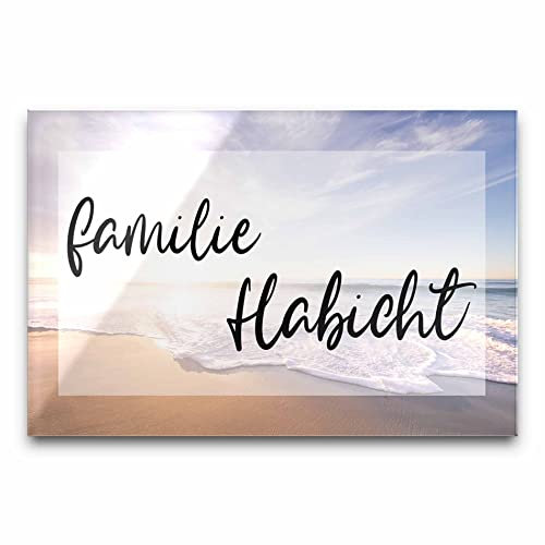 Edles Türschild mit Namen für die Haustür | Namensschild Briefkasten-Schild selbstklebend oder mit Bohrlöcher Klingelschild mit kratzfestem UV Druck | Größe ab 9x6 cm bunte Türschilder