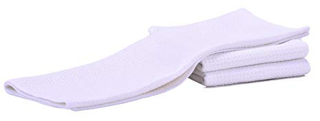 Aniease Dish Drying Towels, Microfiber Kitchen Towel Super Absorbent Fast Drying Waffle Weave Dishcloths, Set of 3 Cleaning Cloths Bar Towel (White, 40CMx60CM)