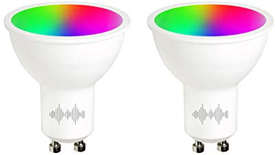 helloify GU10 LED Smart, WiFi Light Bulb Compatible with Alexa Google Home, RGBCW Color Changing, Cool Warm White Light Dimmable, No Hub Required, 40W Equivalent, RGB+2700K-6500K, 2PCS