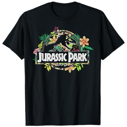 Jurassic Park Floral Tropical Fossil Logo T-Shirt