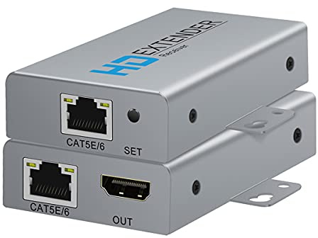 HDMI Extender Over Network IP Ethernet Kit Cat5e / Cat6 Cable 1080P @ 60Hz - Up to 164 ft - HDMI Loop Out POE Function Supported (Transmitter and Receiver)