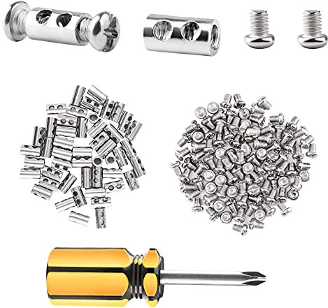 FSHIHINE 50 Stücke Drahtseilklemme Aluminium-Crimpschlaufe für 1-2mm Drahtseil und Kabel, Drahseil Clips mit 1 Schraubendreher, Aluminiumhülse, Pressklemmen, Alu Klemme Stahlseil, Silberton