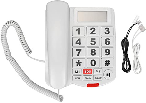 LD-265CID Teléfono Con Cable de Botones Grandes Con Identificador de Llamadas, Altavoz, Función de Marcación Y Habla Manos Libres Para Personas Mayores Con Discapacidad Auditiva, Uso Doméstico