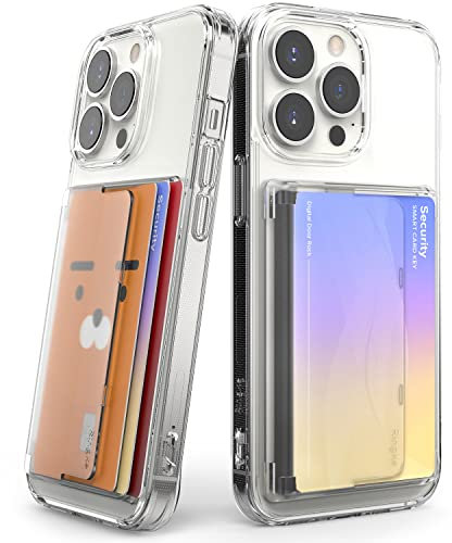 Ringke Side Slot Card Holder, Tarjetero Movil para 3 Tarjetas, Evita Rayones en tu Tarjeta, Tarjetero Adhesivo Compatible con Funda iPhone 15/14/13/12/11/Pro/Max, Galaxy, Xioami - Clear Mist (2 Pack)