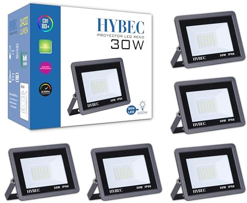 CLAR - LED Warmweiß Strahler 30W für Garten, Garage, Außenbereich mit Wandleuchte und Baumstrahler 3000ºK (5er Pack)