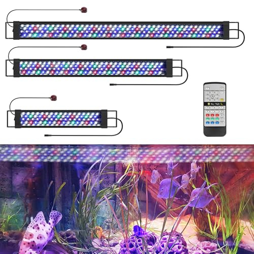Cecaylie Illuminazione a LED per acquari da 18W, lampada per acquari in modalità 24/7, oscuramento, per acquari da 55-80 cm, modalità climatiche multiple