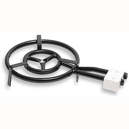 briebe Bruciatore a Gas Paellero 2 Fuochi 50-30 cm, Fornello per Paella, Adatto per Padelle o Paellera da 42 a 70 cm di Diametro, Due Regolatore di Fiamma