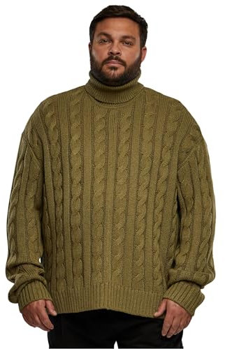 Urban Classics Herren TB6339-Boxy Roll Neck Sweater Sweatshirt, tiniolive, XL