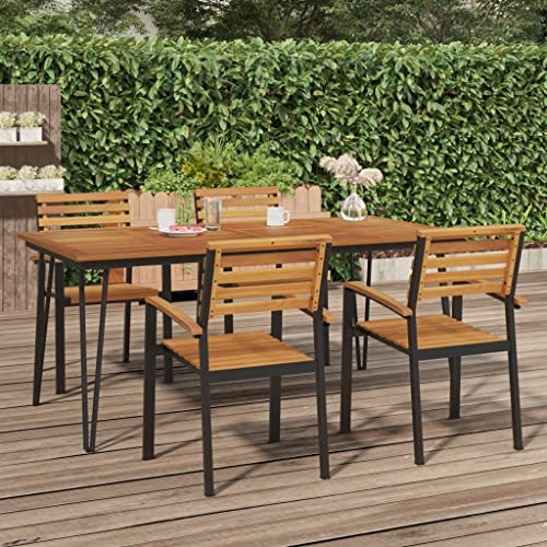 ADWOA Tavolo Giardino con Gambe Forcella 180x90x75 cm Massello Acacia,Tavolo Pieghevole Rettangolare Multifunzione Con Piano E Struttura Richiudibile Salvaspazio, Per Arredo Esterno, Interno, Giardino