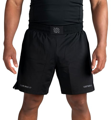 Sanabul Model Zero MMA Shorts for Men | Boxing Fight Grappling Muay Thai Kickboxing Jiu Jitsu BJJ Shorts | Men No Gi Shorts | Black/Charcoal, 2XL - 5 Inseam