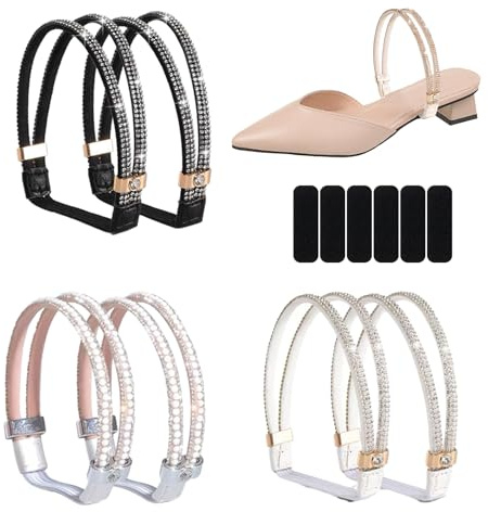 SKHAOVS 3 Pares Cordones de Tacón Alto para Mujer, Tacón Alto Zapatos Anti-Sueltos Cordones Antideslizante Tacón Alto Anti-Sueltos Zapatos Accesorios Hebilla Correa Cuero Decoración (3 Pares)