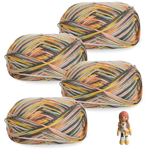 Bieiyhe Handstrickgarn Kuschelweich 4 X50 g,Baumwollgarn Farbverlauf,Gründl Baby Color,Verlaufswolle zum Häkeln,Babywolle,Strickwolle Set,Grobstrick Super Soft,Häkelgarn Bunt für Weben Von Schals