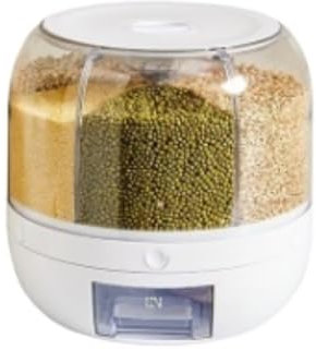 Spannmålsdispenser Roterande Matdispenser Spannmålsförvaringsbehållare Dispenser Rund Risförvaring För Grains Beans Rice Müslidispenser för Nötter(White)