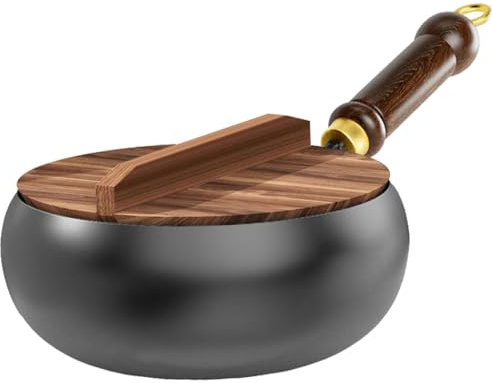 Dsongo 2025 ny järnpanna japansk smidd panna med trälock utan beläggning handsmidda non-stick-belagda stekpannor hållbara och rostfria stekpanna (28 cm)