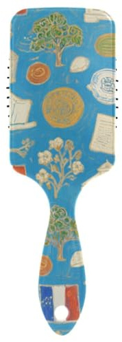 Art Paintings - Cepillo de pelo seco para cabello seco, color azul francés, diseñado para masajear el cuero cabelludo para cabello fino con mango ergonómico, cepillo antiencrespamiento para cabello