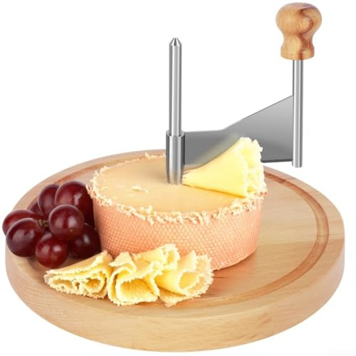 TONIXY Wood and Stainless Steel Rotating Cheese Curler Wheel, Kitchen Gadget for Creating Rose-Shaped Cheese or Chocolate Shavings, for Elegant Dessert and Charcuterie Presentation