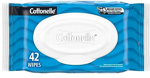 Cottonelle Flushable Wet Wipes for Adults, 1 Flip-Top Pack, 42 Wipes, Alcohol-Free, Plastic Free