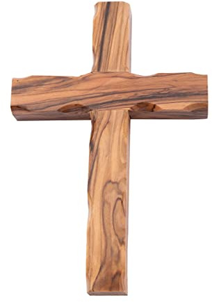 Olive Wood Gifts Shop - Croce in legno di ulivo fatto a mano (10,8 cm) da appendere alla parete della Terra Santa dove Gesù è nato, crocifisso e rosa il 3° giorno