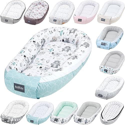 Bellochi Riduttore Lettino per Neonato, Riduttore per Culla - Antisoffoco, 100% Cotone - Cuscino Riduttore, Cocoon a Baby, Baby Nest - 90 x 60 cm - Animaland