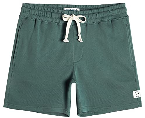 MaaMgic Pantalone Corti Sportivi in Felpa di Cotone da Uomo Pantaloncini da Corsa Jogging Allenamento Palestra Vita Elasticizzata con Coulisse 14cm, Verde Scuro, M