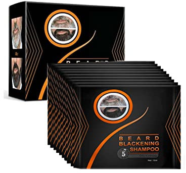 10PCS Guys Natural Plant Darkening Beard Shampoo, Beard Blackening Shampoo, Bart & Haar Schwarzer Shampoo Farbstoff, Bartshampoo Bart Schwärzung Dye Natürliches Schwarz Only 5 Minutes