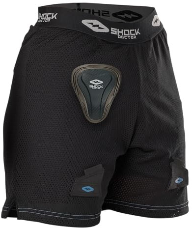 Shock Doctor Unisex Lockere Damen, Hockey-Shorts mit Beckenschutz, Schwarz, Large