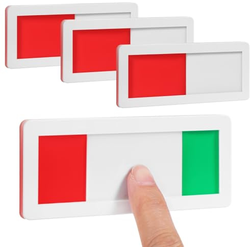 Lurrose 4Pcs Blank Vacant Occupied Sign, 10x4cm Slider Privacy Indicator, Red Green Door Sign with Adhesive Backing for Office, Home, Meeting Room, Toilet & Restroom