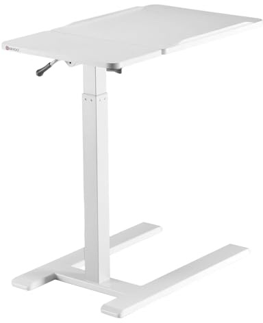 SIHOO D01 Betttisch - Höhenverstellbarer Schreibtisch mit Rollen, Kommode, pneumatisches System, schneller Aufbau und hervorragende Qualität für Zuhause/Krankenhaus (Klassisches Weiß)