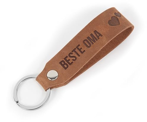 Legezon Schlüsselanhänger Leder mit Gravur Beste Oma - Geschenke für Mama, Mutter, werdende Mütter - Geschenk zum Geburtstag, Weihnachten, Muttertag, braun, mit Geschenkbox