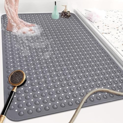 Mofonky Groß Duschmatte rutschfest 60x90cm: Weich TPE Duscheinlage mit Ablauflöchern und Saugnäpfen - Antirutschmatte Dusche Maschinenwaschbar Antibakteriell schimmelresistent