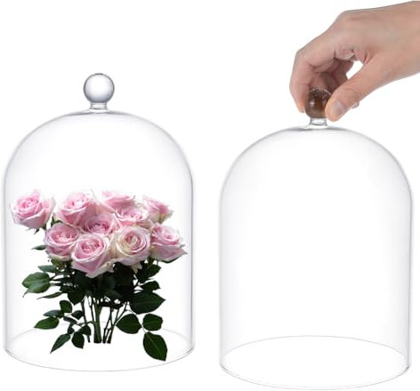 UNICRAFTALE Clear Glass Bell Jar 7.87x5.9 Glass Dome Cloche Antique Collectibles Dome Showcase Decorative Bell Jar with Ball Handle for Plants Fairy Lights Table Decor Medal Photos
