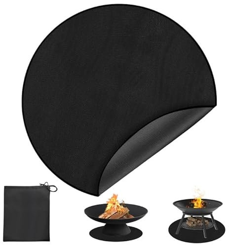 Alfombrilla Ignifuga Redondo, 120x120cm Esterilla para Barbacoa, Estera IgníFuga Plegable Impermeable, Tapete para Hoguera para Terrazas, Alfombrilla Protectora para Chimeneas para CéSped Suelo
