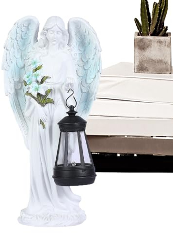 Angels per giardino esterno – Statua in resina, statuetta decorativa resistente alle intemperie | Scultura spirituale luminosa, decorazione stravagante per le vacanze, ricordo di Natale