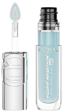 L'Oréal Paris - Huile à Lèvres à l'acide hyaluronique - Gloss Non Collant - Texture Légère - Acide Hyaluronique Repulpant et Hydratant - Formule Réagissant au pH - Plump Ambition - Teinte Cristal Ice