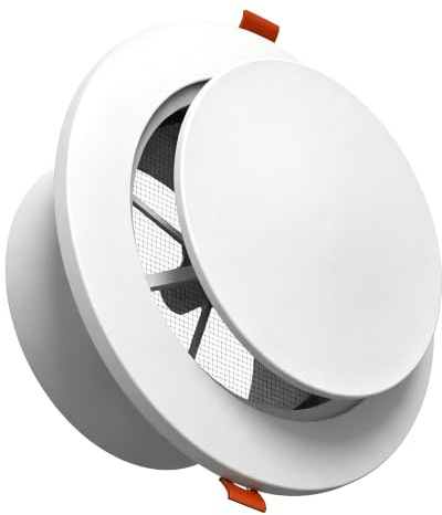 Aygrochy Vit 100 mm tallriksventil ABS, justerbar förtjockad vägg och tak ventilationsgaller, runt ventilationsskydd för frånluftsfläkt, rörfläkt, sovrum, badrum, kontor