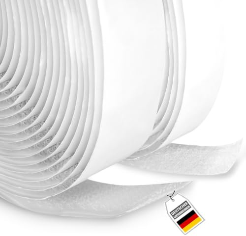 Auto-adhésif 5m rouleau et 20mm largeur, blanc, chaque toison et crochet (blanc)