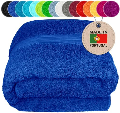 Lashuma Saunahandtuch 100x200 cm groß aus Baumwolle, Linz Badetuch XXL, Frottee Handtuch in Königs Blau für Wellness