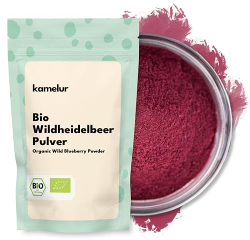 Kamelur Polvo de arándano silvestre de orgánico liofilizado de la agricultura de la UE, elaborado a partir de arándanos silvestres en envases biodegradables 250 g (Paquete de 1)